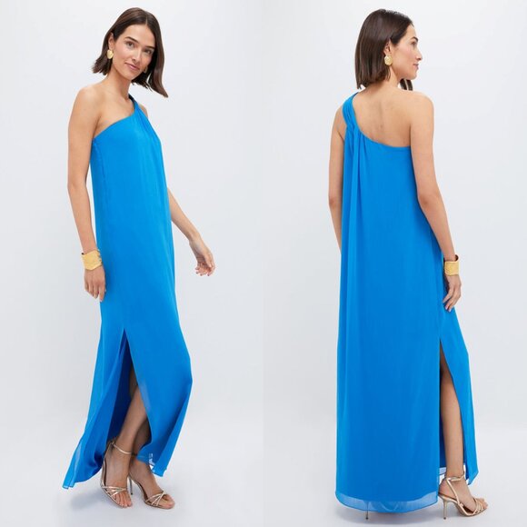 Tuckernuck Baleine Blue Soleil Gown Maxi Dress Size XXXL NWT One Shoulder Formal - Picture 3 of 11